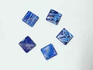 Dark Blue Designer Square Plastic Beads - 22x22 mm