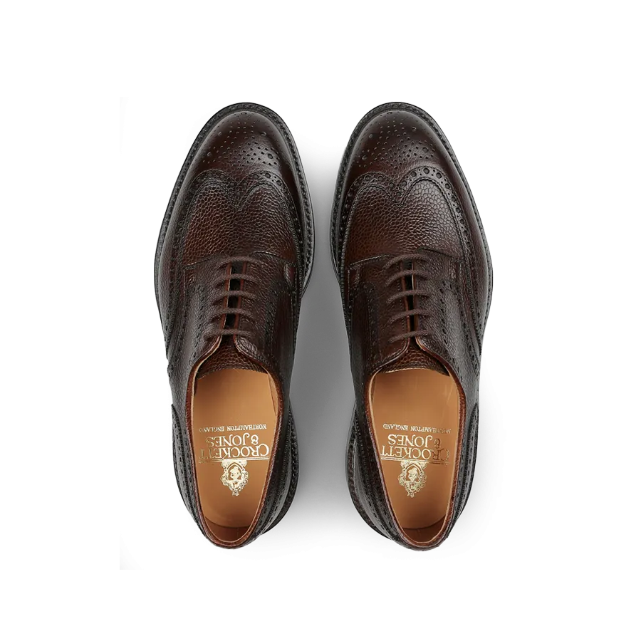 Dark Brown Scotch Grain Leather Pembroke Brogues