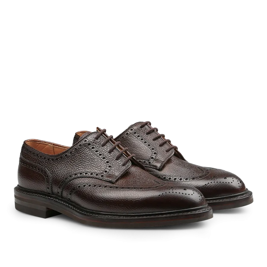 Dark Brown Scotch Grain Leather Pembroke Brogues