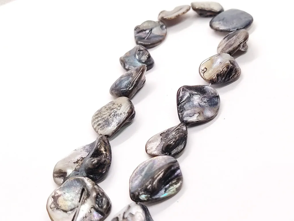 Dark Gray Uneven Designer Shell Beads