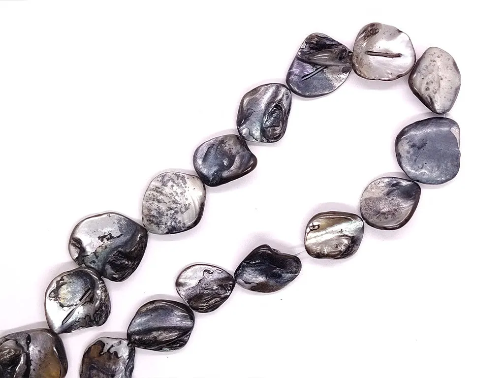 Dark Gray Uneven Designer Shell Beads
