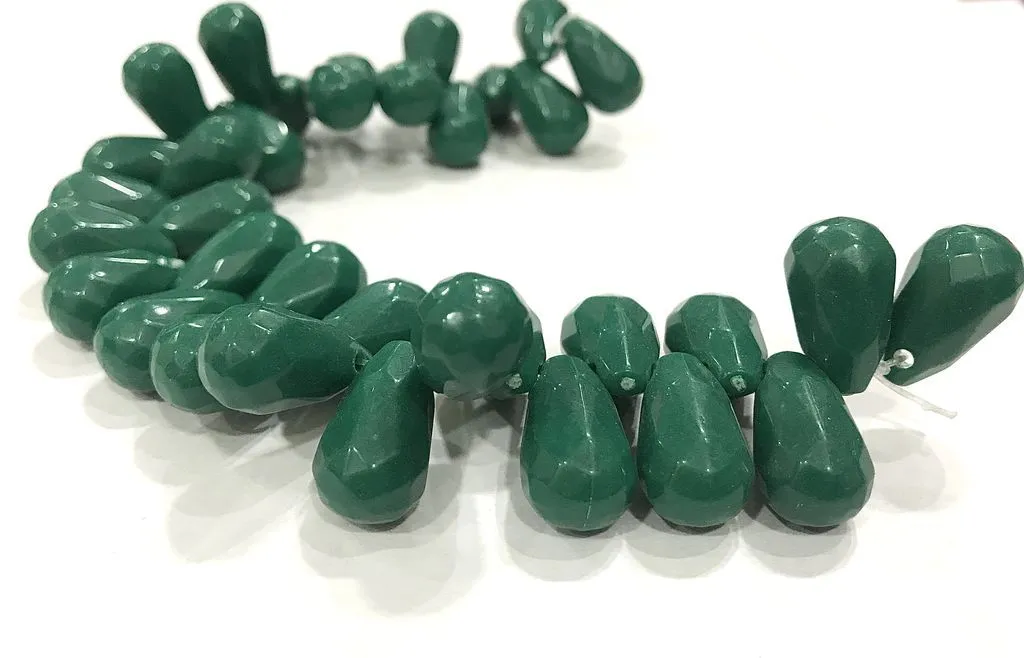 Dark Green Drop Plastic Beads (18x10 mm)