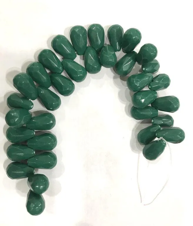 Dark Green Drop Plastic Beads (18x10 mm)