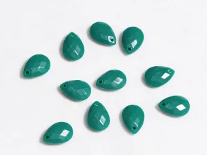 Dark Green Drop Plastic Beads - 18x13 mm