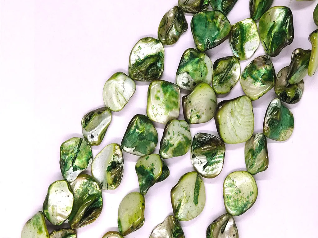 Dark Green Uncut Shell Beads
