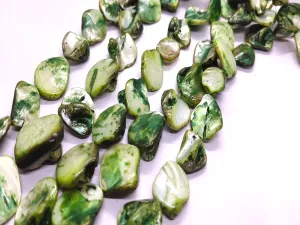 Dark Green Uncut Shell Beads