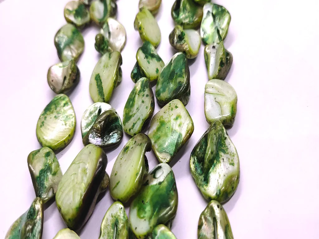 Dark Green Uncut Shell Beads