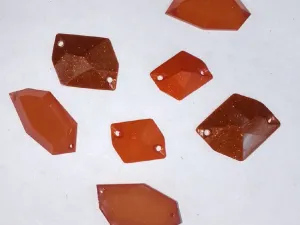 Dark Orange 2 Hole Plastic Stones