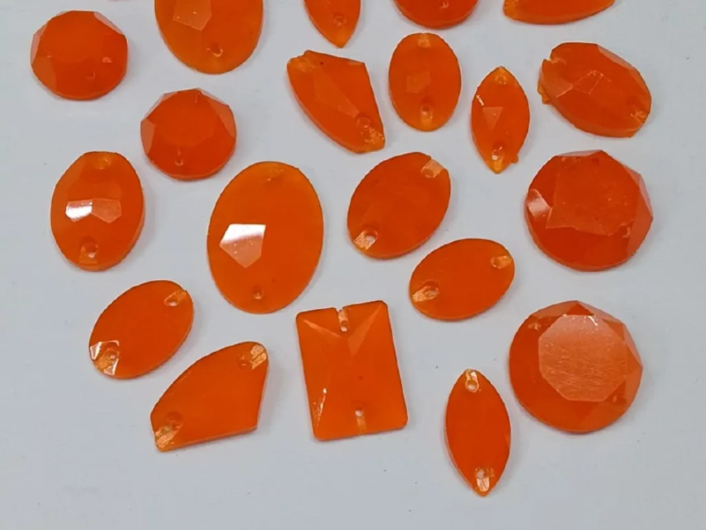 Dark Orange Assorted 2 Hole Plastic Stones
