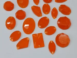 Dark Orange Assorted 2 Hole Plastic Stones