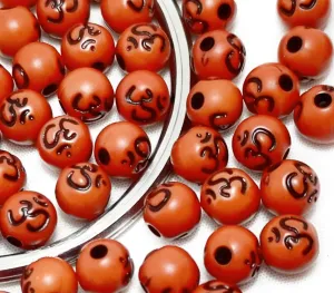 Dark Orange Designer Circular Plastic Beads