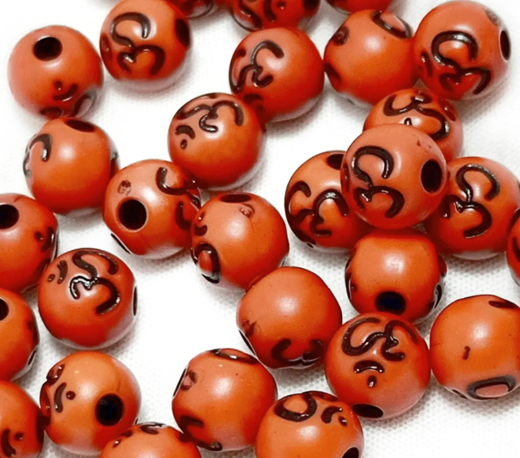 Dark Orange Designer Circular Plastic Beads