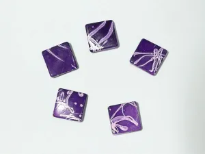 Dark Purple Designer Square Plastic Beads - 22x22 mm