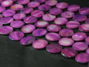 Dark Purple Flat Circular Designer Glass Shell Beads- 20 mm