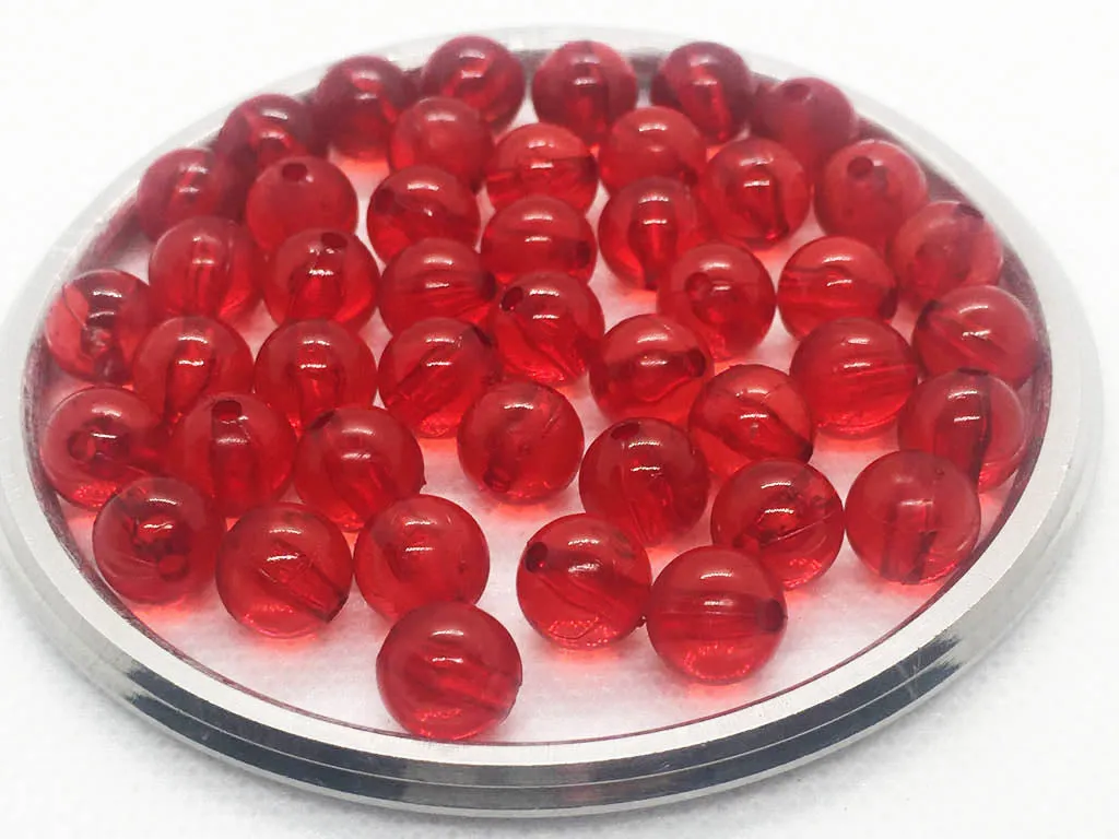 Dark Red Circular Plastic Beads- 8 mm