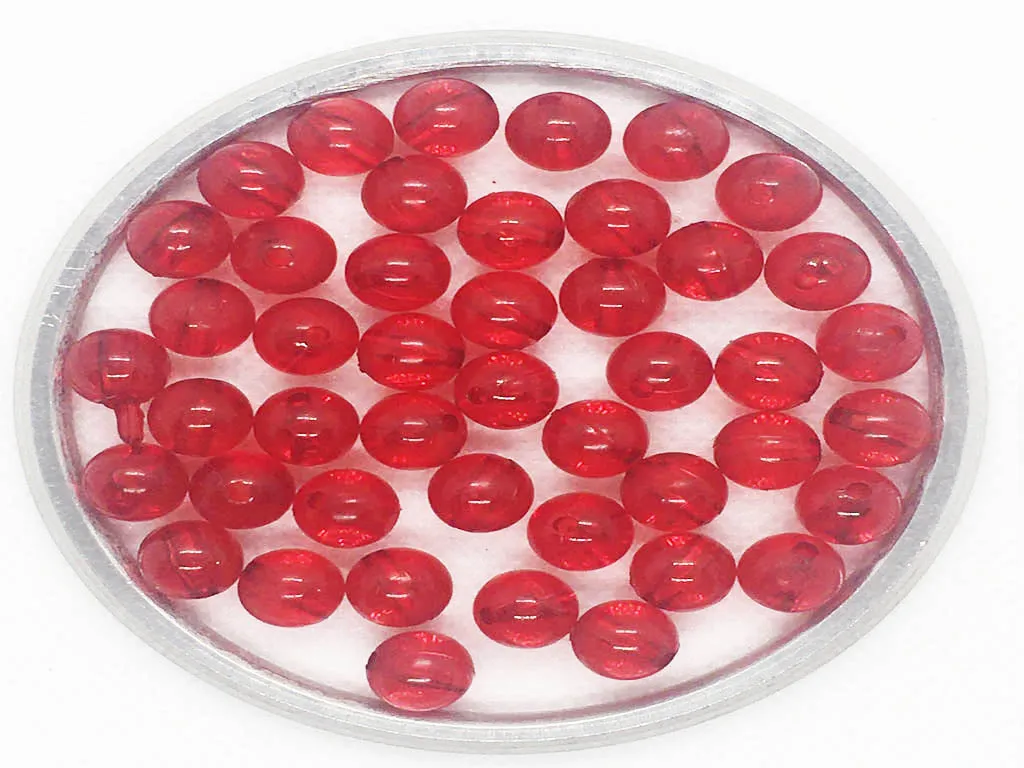 Dark Red Circular Plastic Beads- 8 mm