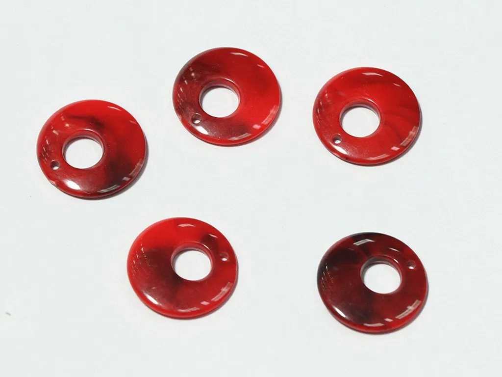 Dark Red Ring Plastic Beads - 25 mm