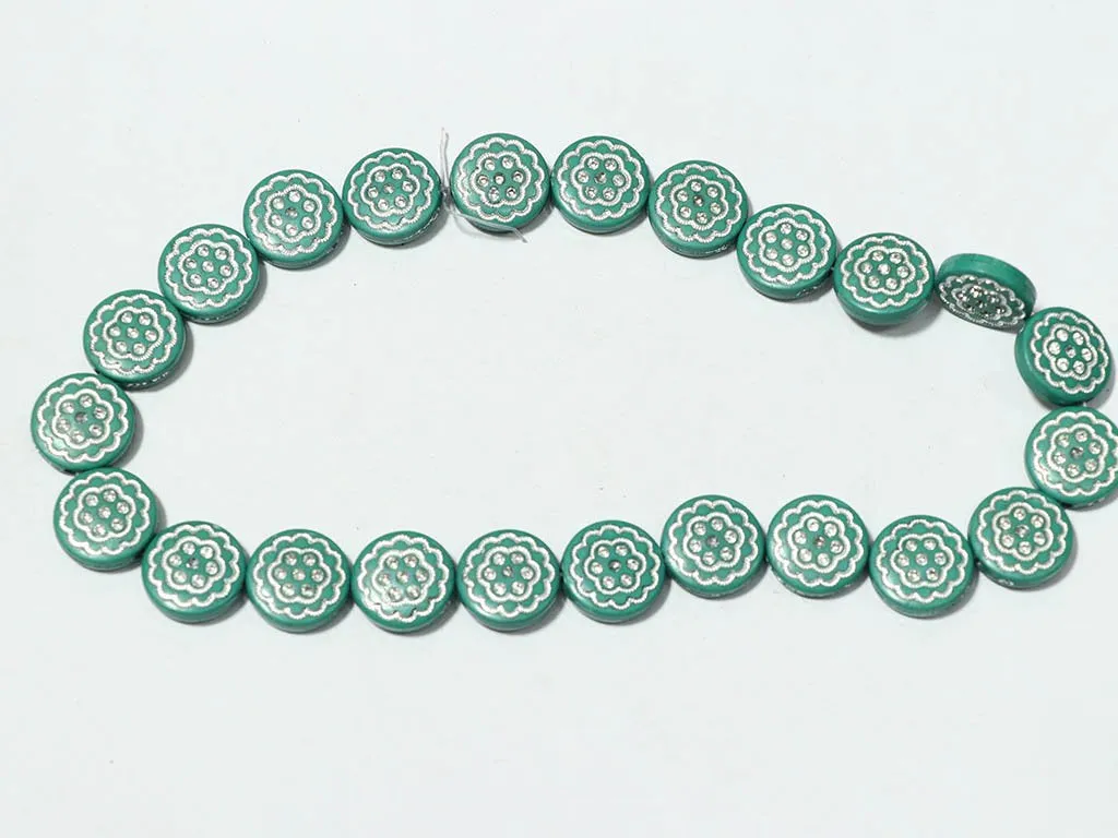 Dark Sea Green Designer Circular Plastic Beads - 16 mm