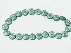 Dark Sea Green Designer Circular Plastic Beads - 16 mm