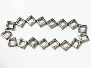 Dark Silver Metallic Square Designer Plastic Beads-16x16 mm