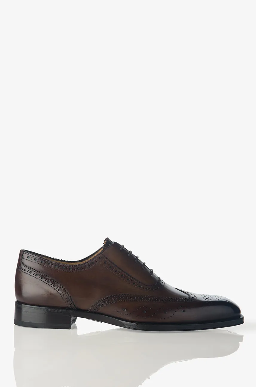 David August Leather Wingtip Brogue Shoes in Reverse Sombrero