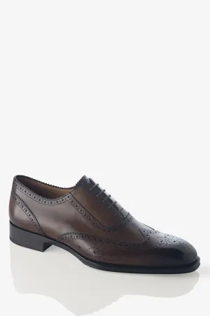 David August Leather Wingtip Brogue Shoes in Reverse Sombrero