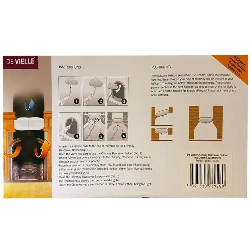 De Vielle Chimney Heatsaver Balloon - Small & Large