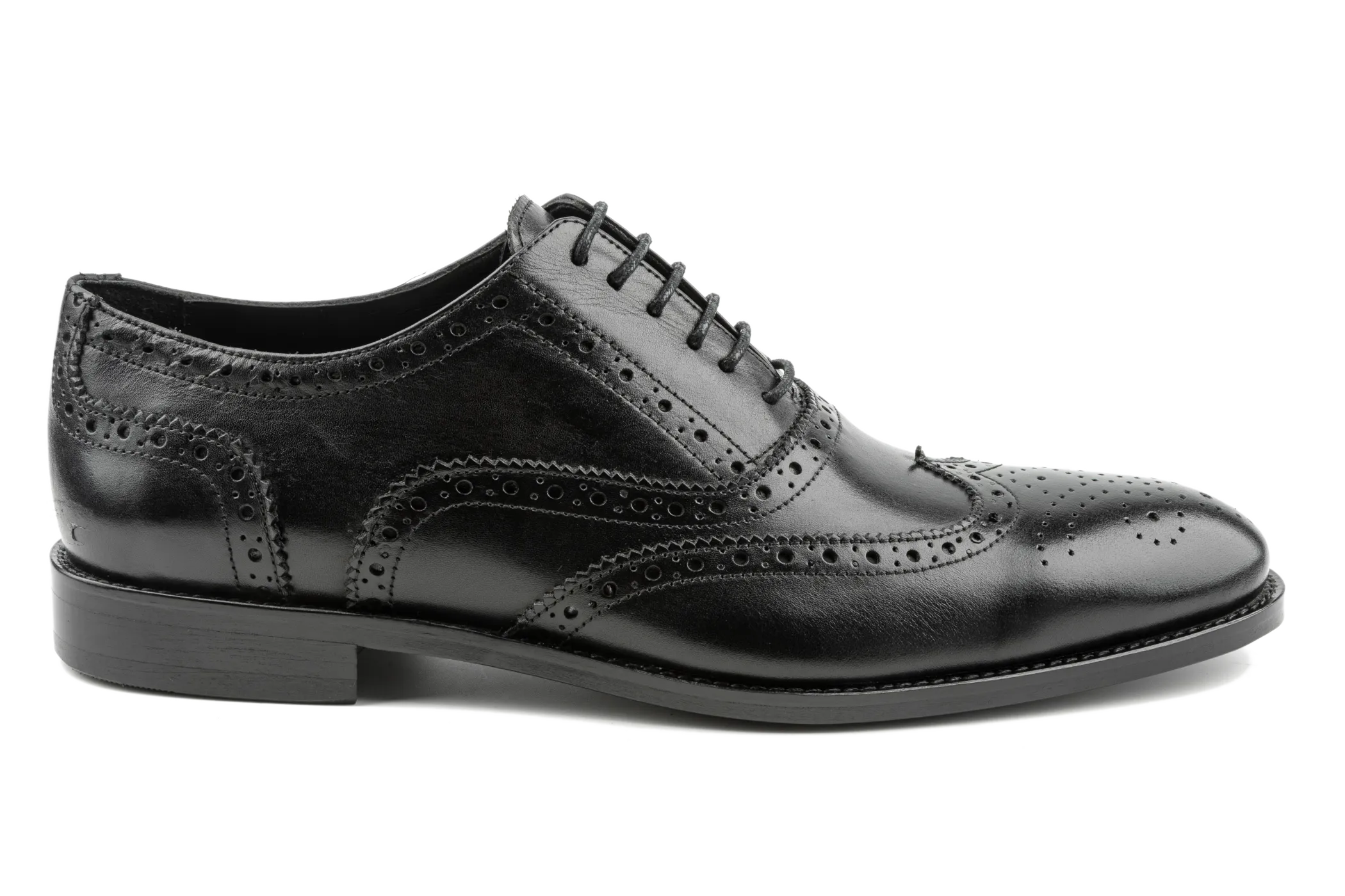 Debbano Chi Classic Wingtip Shoes, Men's Black Oxford Shoes, Crust Leather Oxford Shoes, Winged Tip Dress Shoes, Oxford Brogues for Men