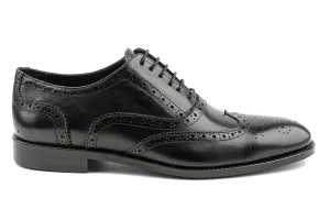 Debbano Chi Classic Wingtip Shoes, Men's Black Oxford Shoes, Crust Leather Oxford Shoes, Winged Tip Dress Shoes, Oxford Brogues for Men
