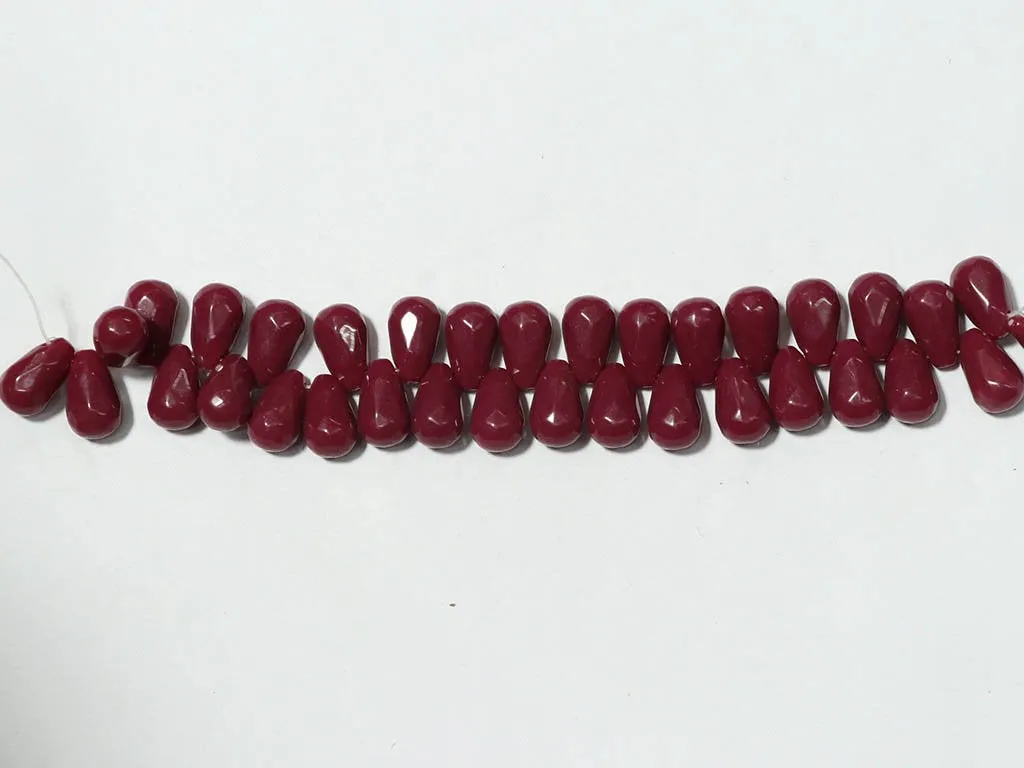 Deep Maroon Designer Drop Plastic Beads - 16x10 mm