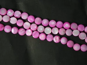 Deep Pink Flat Circular Designer Glass Shell Beads- 12 mm