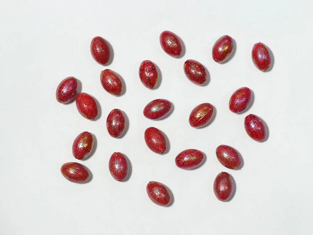 Deep Red Designer Oval Plastic Beads - 20x14 mm