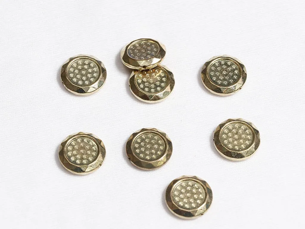 Dull Golden Designer Circular Plastic Beads - 18 mm