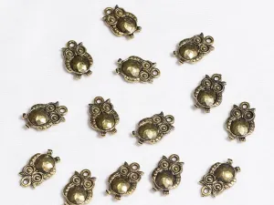 Dull Golden Owl Plastic Beads - 15x22 mm