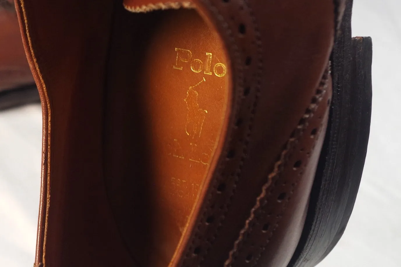 Elegant Ralph Lauren Polo English Leather Wingtips - Size 9D