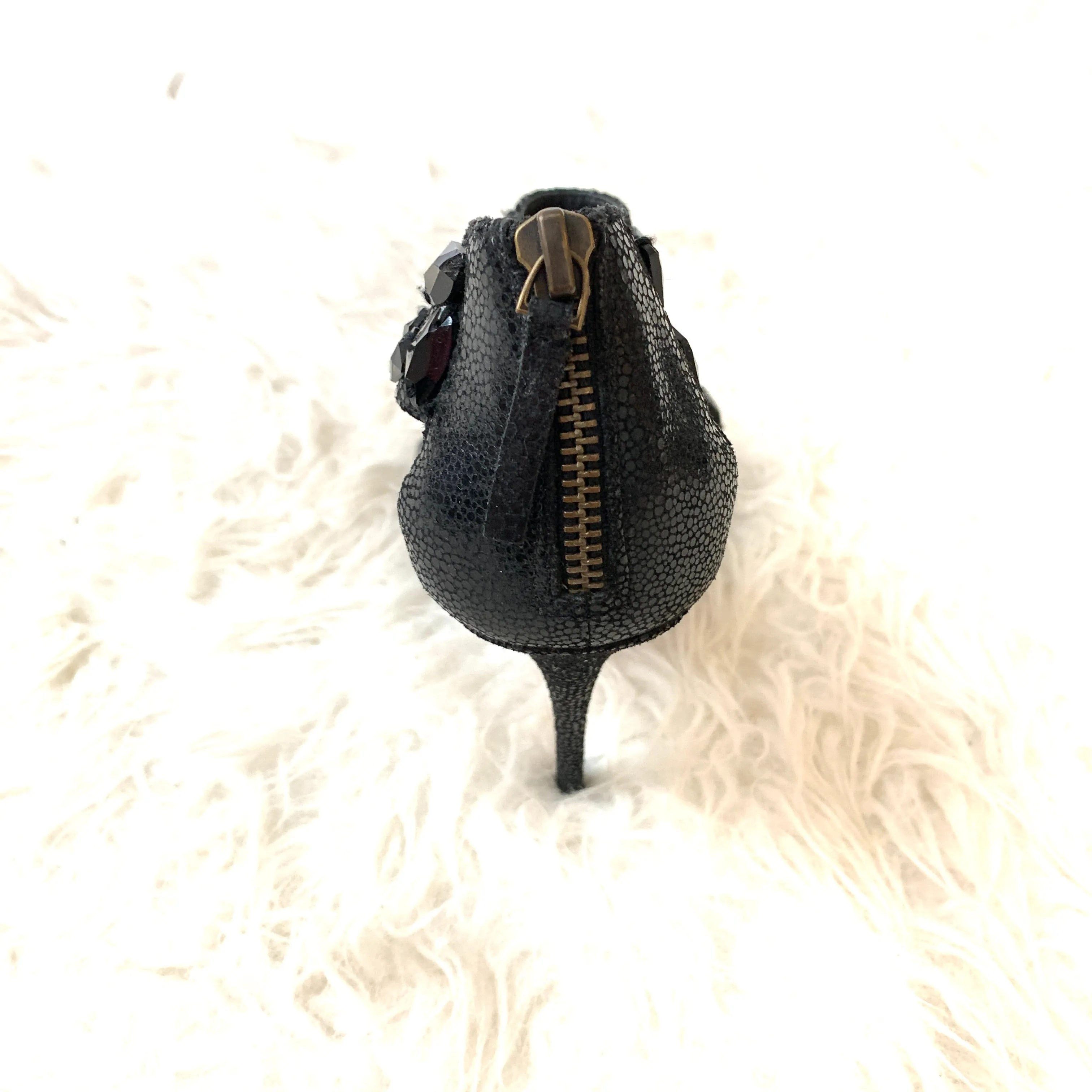 Elizabeth and James Black Beaded Stiletto Heel- Size 6