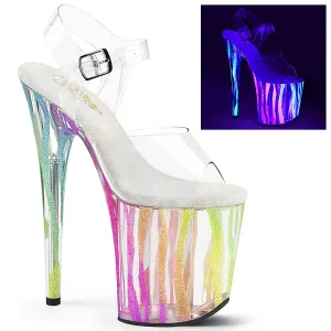 FLAMINGO-808RG-03 Black Light Reactive Zebra Platform Exotic Dancer Shoe