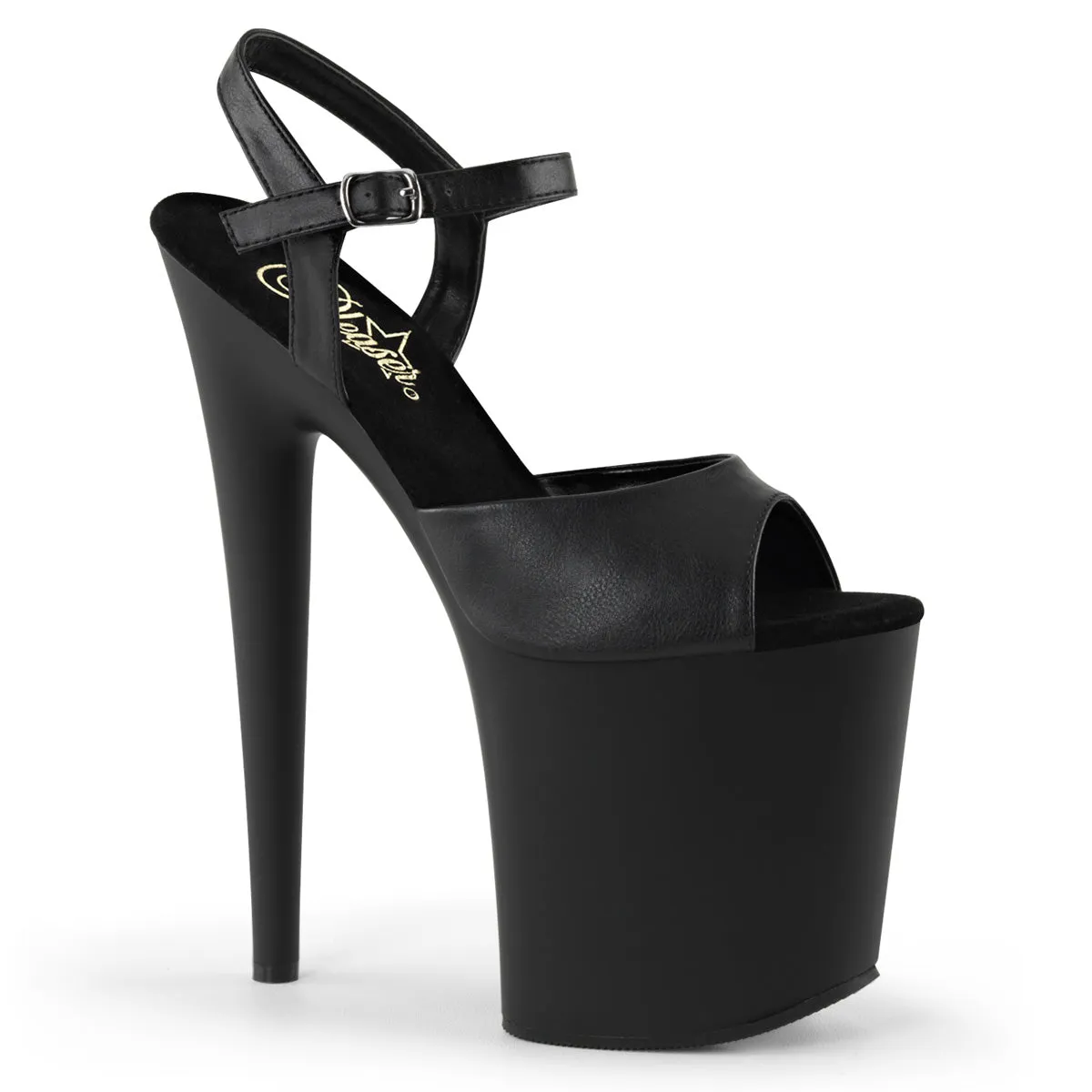 FLAMINGO-809 Black Faux Leather Platform Exotic Dancer Shoe