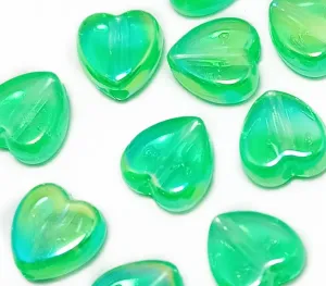 Forest Green Heart Shaped Transparent Acrylic Beads