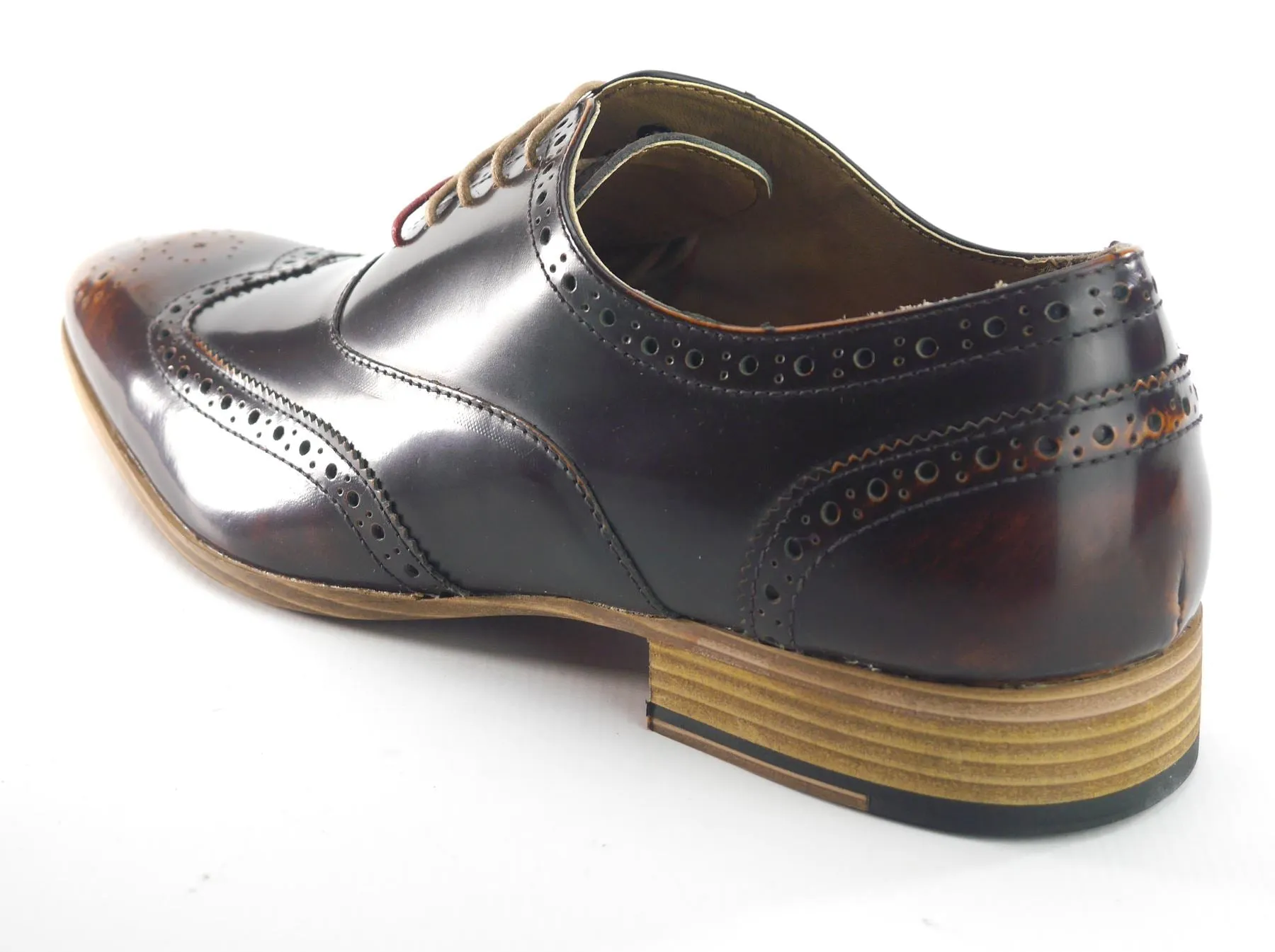 Frank James Norbury Leather Hi Shine Lace Up Mens Brogue Shoes
