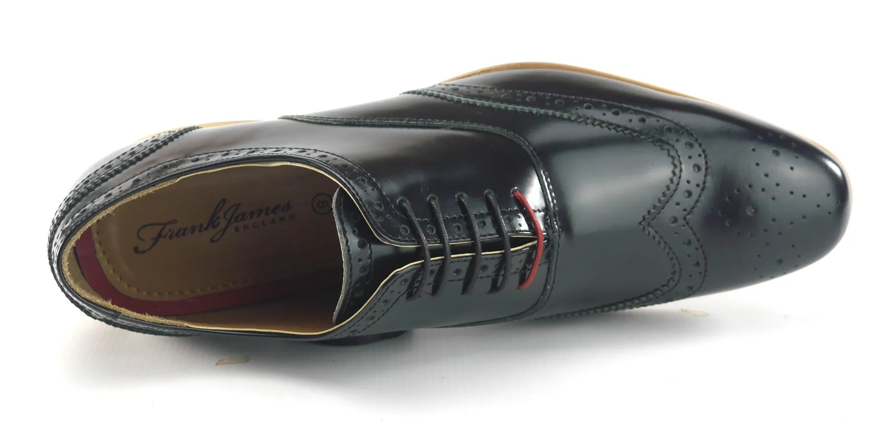 Frank James Norbury Leather Hi Shine Lace Up Mens Brogue Shoes