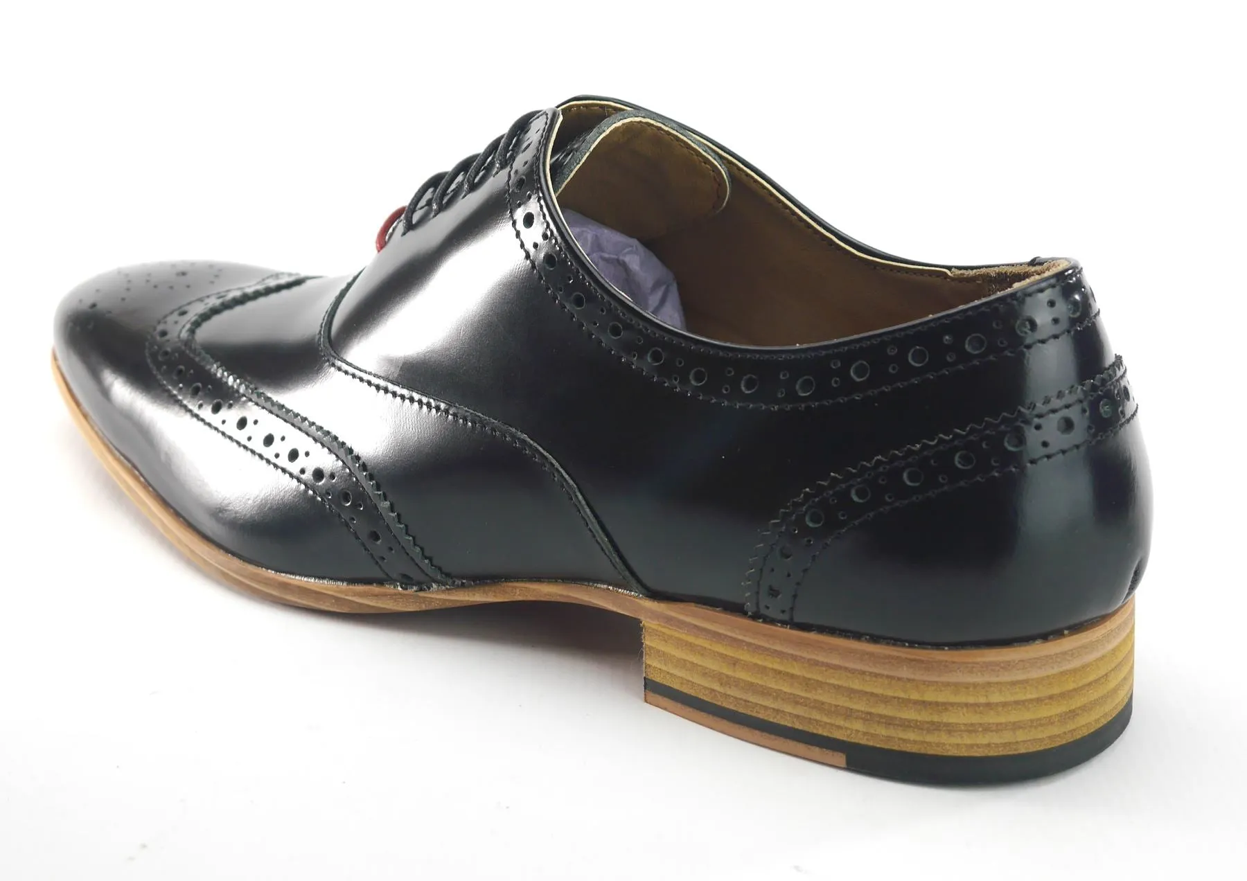 Frank James Norbury Leather Hi Shine Lace Up Mens Brogue Shoes