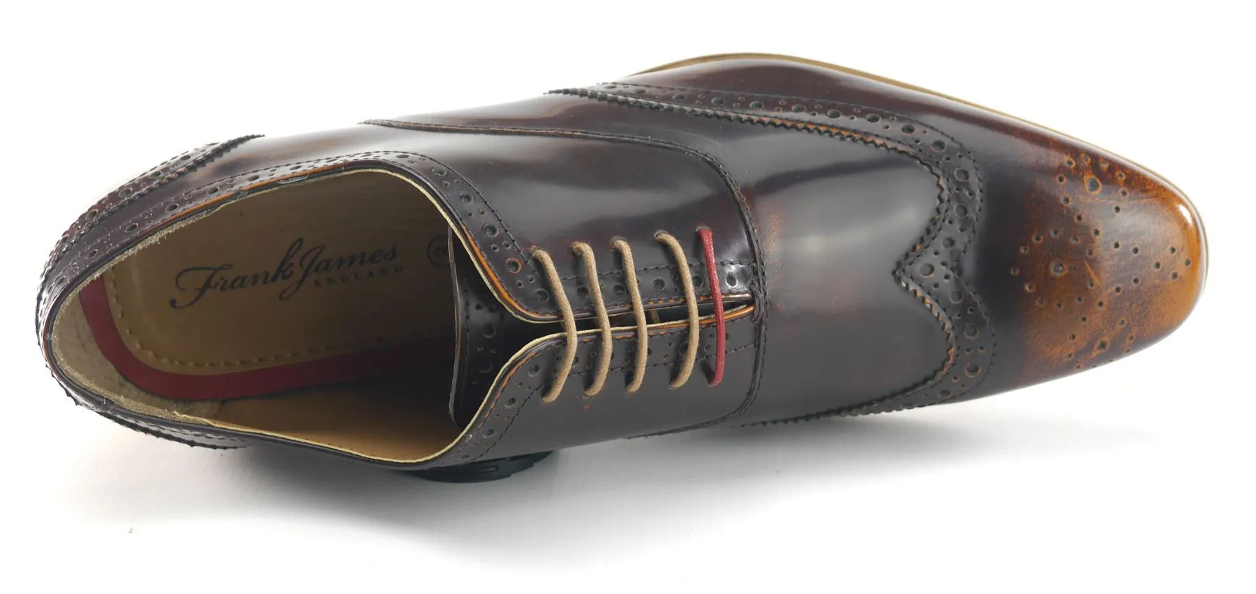 Frank James Norbury Leather Hi Shine Lace Up Mens Brogue Shoes