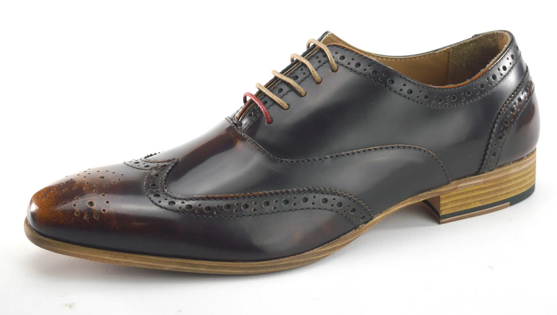 Frank James Norbury Leather Hi Shine Lace Up Mens Brogue Shoes