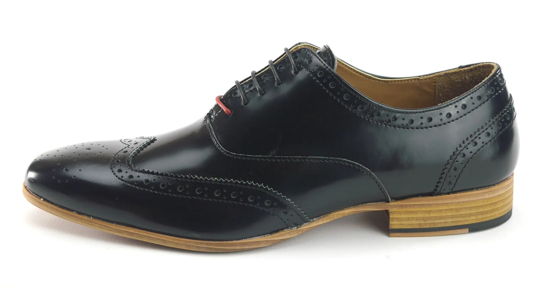 Frank James Norbury Leather Hi Shine Lace Up Mens Brogue Shoes