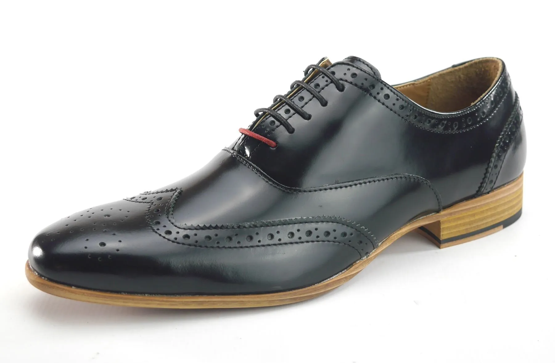 Frank James Norbury Leather Hi Shine Lace Up Mens Brogue Shoes