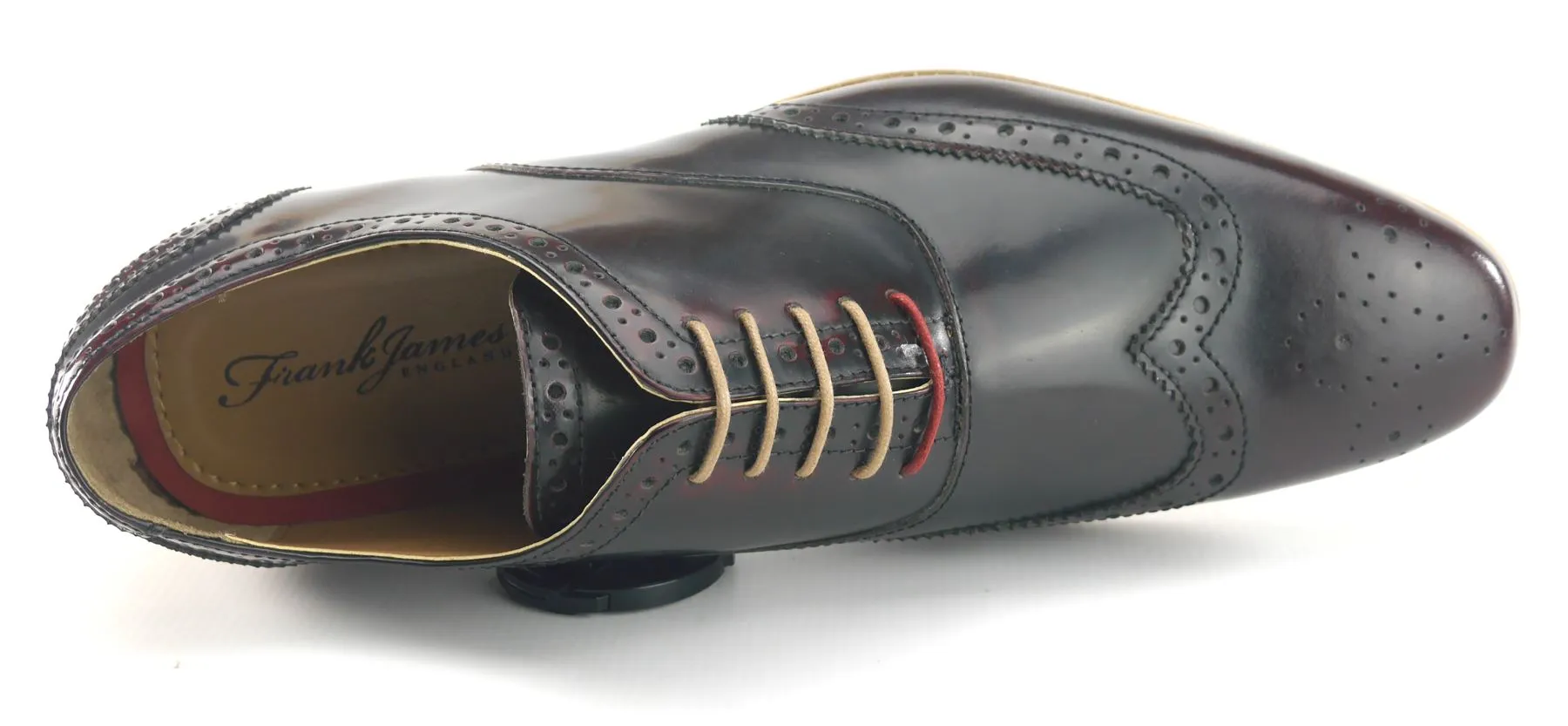 Frank James Norbury Leather Hi Shine Lace Up Mens Brogue Shoes