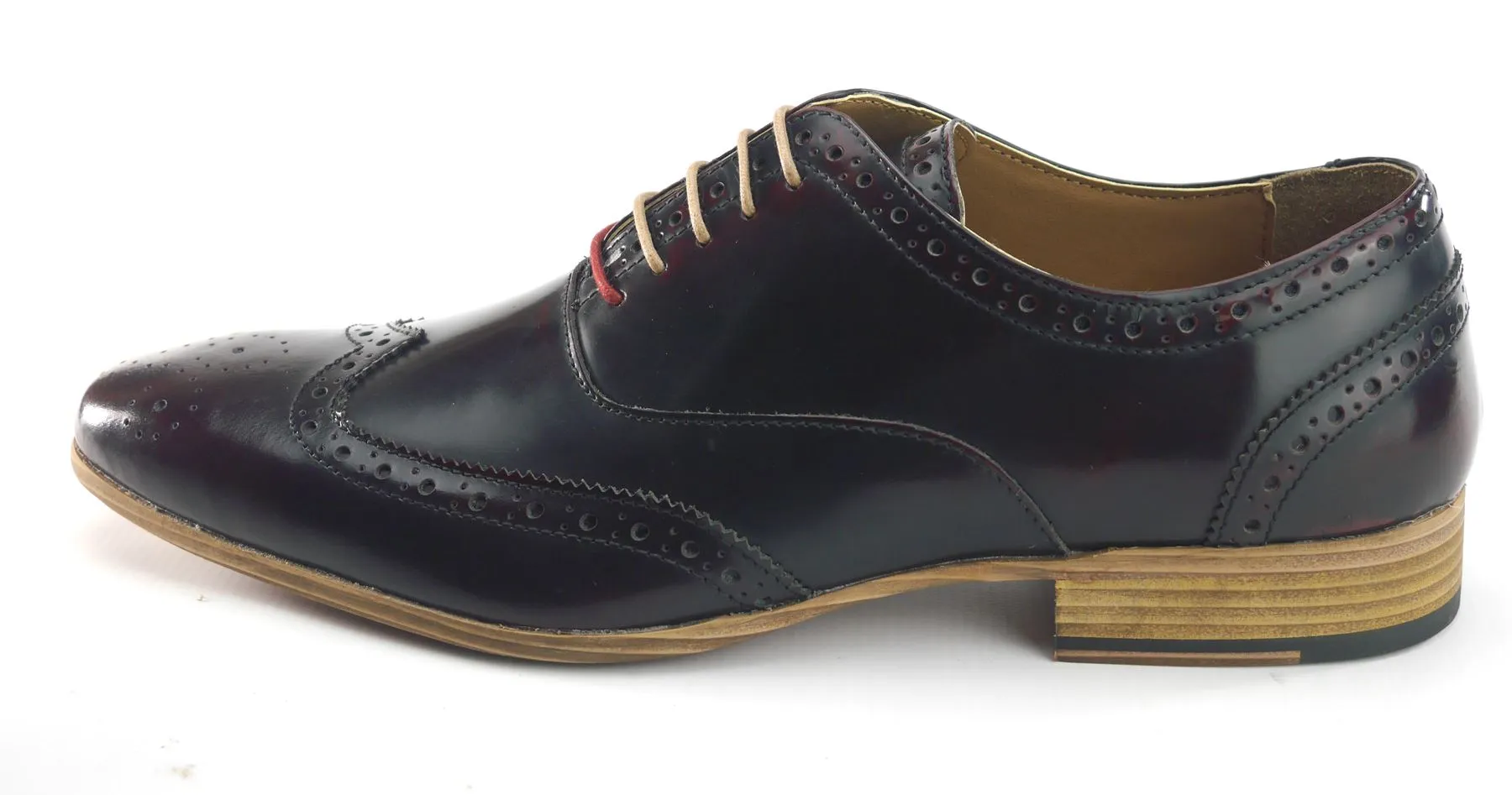 Frank James Norbury Leather Hi Shine Lace Up Mens Brogue Shoes