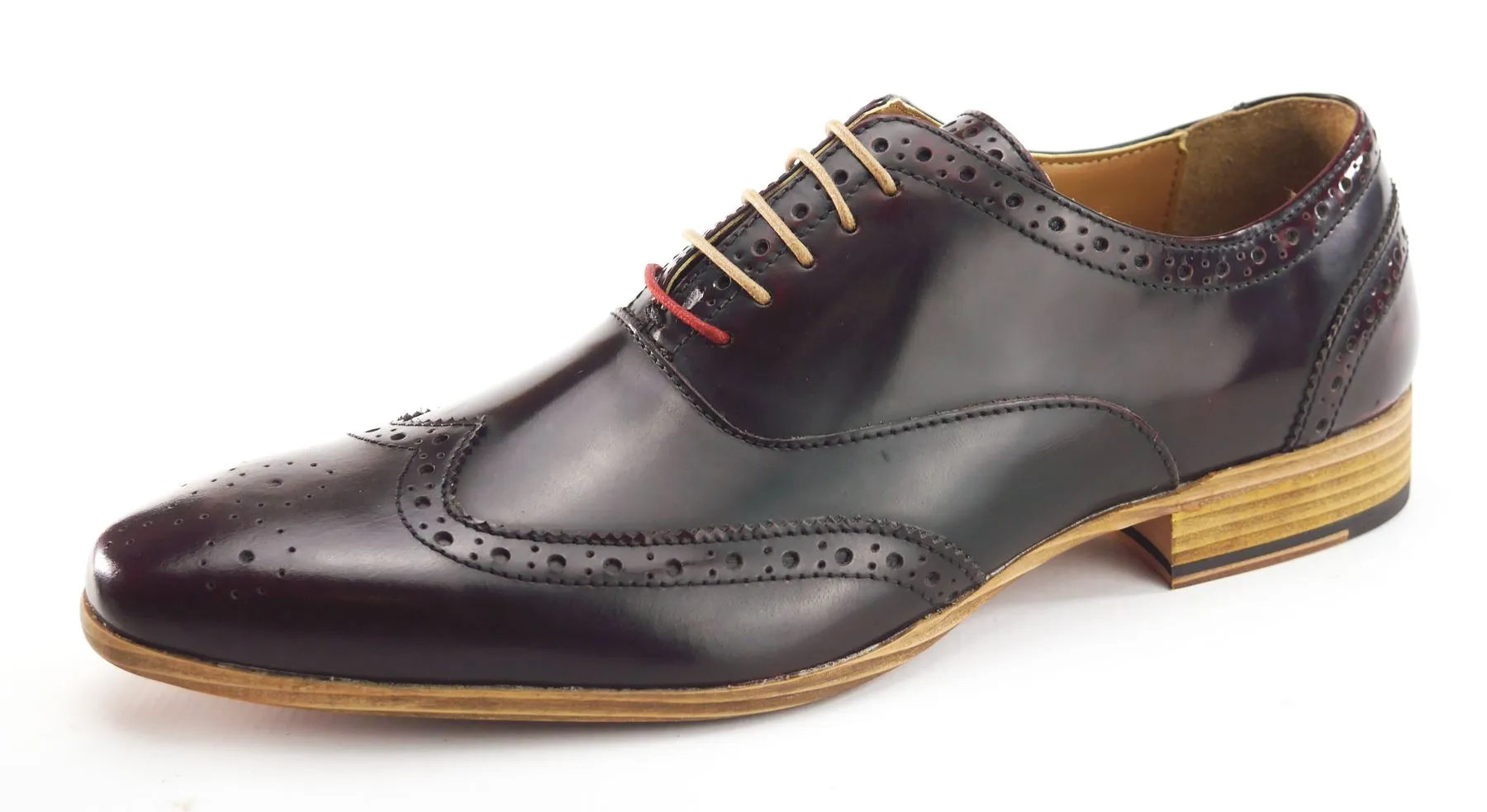 Frank James Norbury Leather Hi Shine Lace Up Mens Brogue Shoes