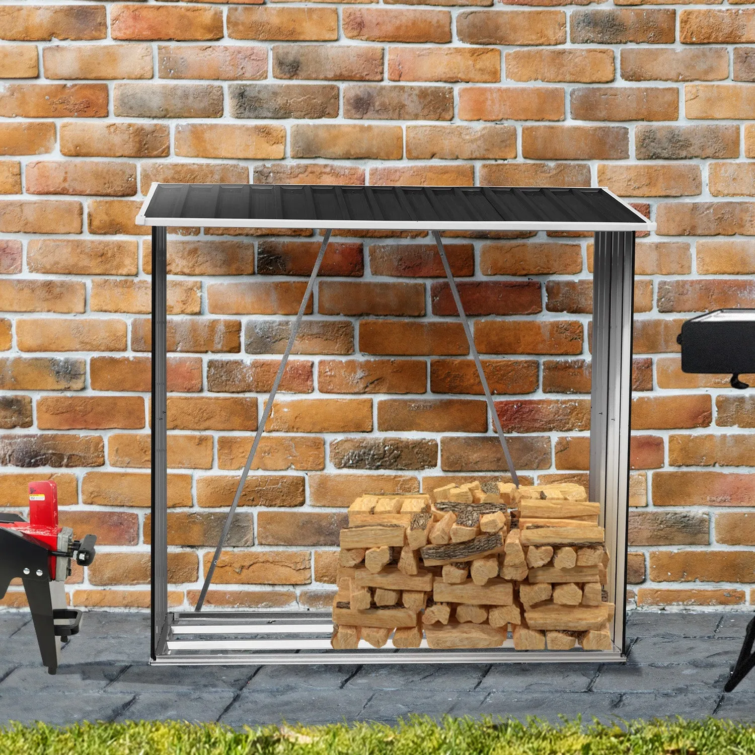 Galvanized Steel Wood Storage Shed, Sloped Roof - Wallaroo